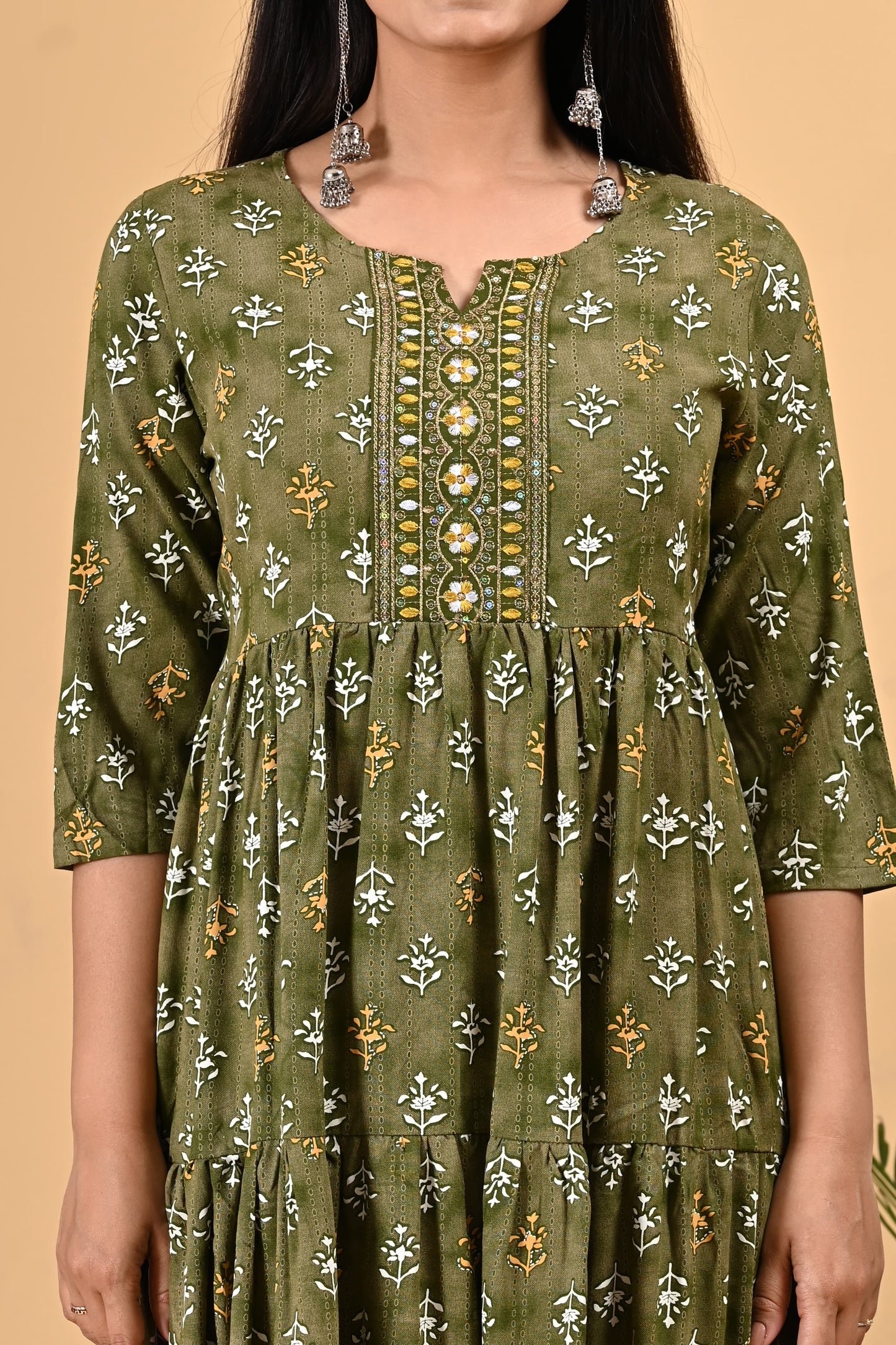 Gown with Embroidery Work. Liva Certified Heavy Rayon Fabric .