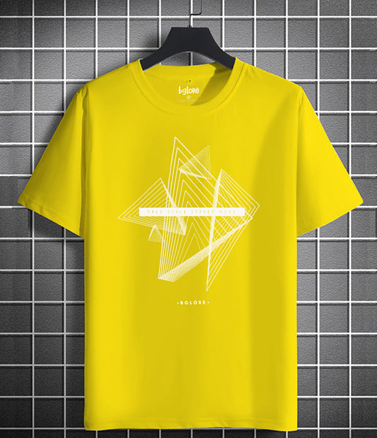 T-SHIRT HALF SLEEVE YELLOW URBAN STYLE PRINT