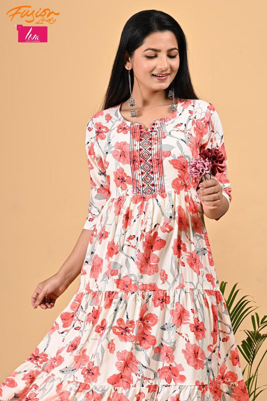 Gown with Embroidery Work. Liva Certified Heavy Rayon Fabric .