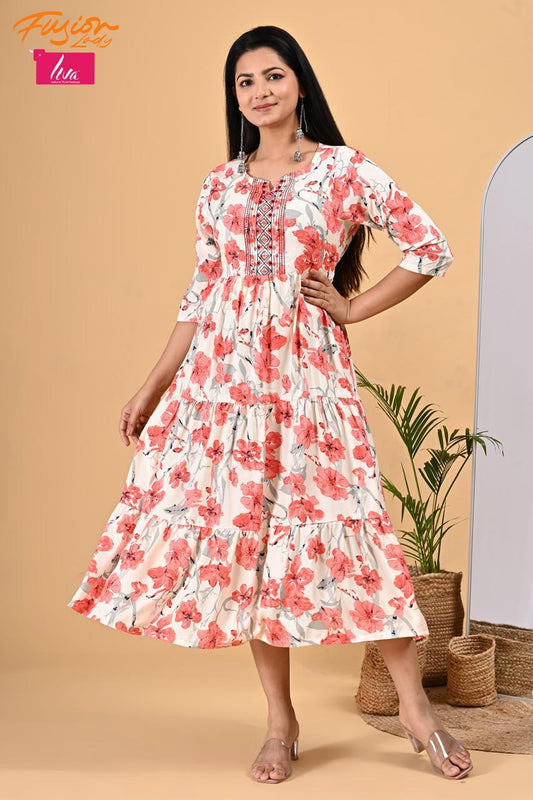 Gown with Embroidery Work. Liva Certified Heavy Rayon Fabric .
