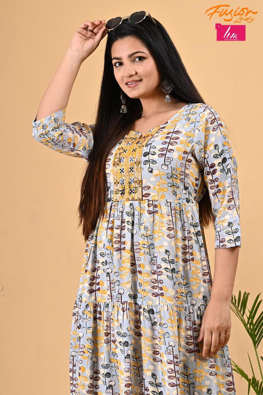 Gown with Embroidery Work. Liva Certified Heavy Rayon Fabric .